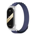 For Xiaomi Mi Band 8 Mijobs CS Case Nylon Breathable Watch Band(Midnight Blue Silver)