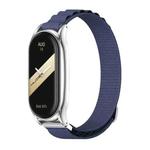 For Xiaomi Mi Band 8 Mijobs Plus Case Nylon Breathable Watch Band(Midnight Blue Silver)