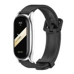 For Xiaomi Mi Band 8 Mijobs Plus Case Silicone Watch Band(Black Silver)
