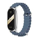 For Xiaomi Mi Band 8 Mijobs Plus Case Marine Silicone Breathable Watch Band(Space Blue Silver)
