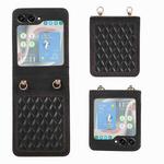 For Samsung Galaxy Z Flip5 Diamond Lattice Folding Leather Phone Case(Black)