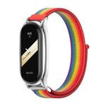 For Xiaomi Mi Band 8 Mijobs Plus Case Breathable Nylon Loop Watch Band(Rainbow Silver)
