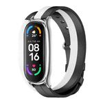 For Xiaomi Mi Band 6 / 5 / 4 / 3 Mijobs Plus Case Double-Loop Leather Watch Band(Black+White+Silver)