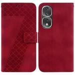 For Honor 80 Pro 7-shaped Embossed Leather Phone Case(Red)