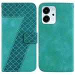 For Honor 80 SE Seven-shaped Embossed Leather Phone Case(Green)