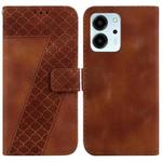 For Honor 80 SE Seven-shaped Embossed Leather Phone Case(Brown)