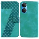 For Honor X7 Seven-shaped Embossed Leather Phone Case(Green)