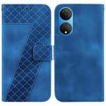 For Honor X7 7-shaped Embossed Leather Phone Case(Blue)