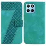 For Honor X8 5G 7-shaped Embossed Leather Phone Case(Green)