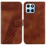 For Honor X8 5G Seven-shaped Embossed Leather Phone Case(Brown)