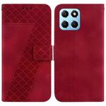 For Honor X8 5G Seven-shaped Embossed Leather Phone Case(Red)