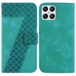 For Honor X8 7-shaped Embossed Leather Phone Case(Green)