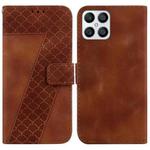 For Honor X8 7-shaped Embossed Leather Phone Case(Brown)