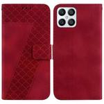 For Honor X8 Seven-shaped Embossed Leather Phone Case(Red)