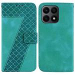 For Honor X8a 7-shaped Embossed Leather Phone Case(Green)