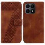 For Honor X8a Seven-shaped Embossed Leather Phone Case(Brown)