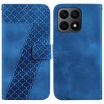 For Honor X8a 7-shaped Embossed Leather Phone Case(Blue)