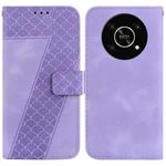 For Honor X9 5G Seven-shaped Embossed Leather Phone Case(Purple)