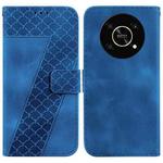 For Honor X9 5G Seven-shaped Embossed Leather Phone Case(Blue)