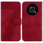 For Honor X9 5G 7-shaped Embossed Leather Phone Case(Red)