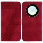 For Honor X9a 7-shaped Embossed Leather Phone Case(Red)