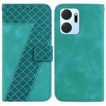 For Honor X7a 7-shaped Embossed Leather Phone Case(Green)