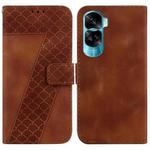 For Honor 90 Lite Seven-shaped Embossed Leather Phone Case(Brown)