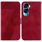 For Honor 90 Lite Seven-shaped Embossed Leather Phone Case(Red)