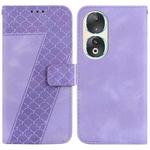 For Honor 90 Seven-shaped Embossed Leather Phone Case(Purple)