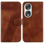 For Honor 90 Seven-shaped Embossed Leather Phone Case(Brown)