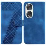 For Honor 90 Seven-shaped Embossed Leather Phone Case(Blue)