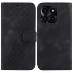 For Honor X6a Seven-shaped Embossed Leather Phone Case(Black)