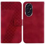 For Honor 200 5G Seven-shaped Embossed Leather Phone Case(Red)