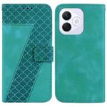 For Honor X60i Seven-shaped Embossed Leather Phone Case(Green)