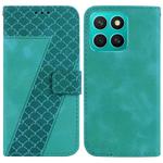 For Honor X8c 4G Seven-shaped Embossed Leather Phone Case(Green)