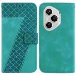 For Honor 400 Pro Global 160.8mm Seven-shaped Embossed Leather Phone Case(Green)