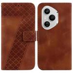 For Honor 400 Pro Global 160.8mm Seven-shaped Embossed Leather Phone Case(Brown)