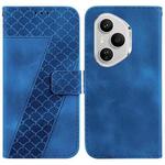 For Honor 400 Pro Global 160.8mm Seven-shaped Embossed Leather Phone Case(Blue)