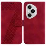 For Honor 400 Pro Global 160.8mm Seven-shaped Embossed Leather Phone Case(Red)