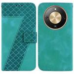For Honor X70 5G Seven-shaped Embossed Leather Phone Case(Green)