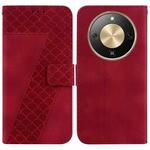 For Honor X70 5G Seven-shaped Embossed Leather Phone Case(Red)
