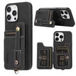 For iPhone 15 Pro ABEEL Litchi Texture Card Bag PU Phone Case(Black)