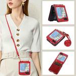 For Samsung Galaxy Z Flip5 Card Slot Crossbody Folding Leather Phone Case(Red)