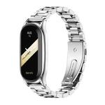 For Xiaomi Mi Band 8 Mijobs Plus Case Three Bead Metal Stainless Steel Watch Band(Silver)