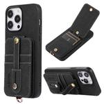 For iPhone 15 ABEEL Litchi Texture Card Bag PU Phone Case(Black)