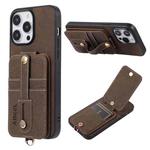 For iPhone 14 ABEEL Litchi Texture Card Bag PU Phone Case(Khaki)