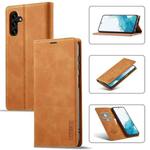 For Samsung Galaxy S23 FE 5G LC.IMEEKE Strong Magnetism Microfiber Leather Phone Case(Brown)