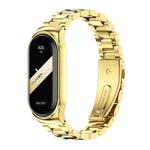 For Xiaomi Mi Band 8 Mijobs CS Case Three Bead Metal Stainless Steel Watch Band(Gold)