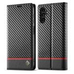 For Samsung Galaxy S23 FE 5G LC.IMEEKE Carbon Fiber Leather Phone Case(Horizontal Black)