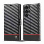 For Samsung Galaxy S24 Ultra 5G LC.IMEEKE Carbon Fiber Leather Phone Case(Horizontal Black)